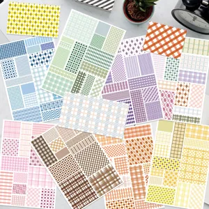 Set di fogli di adesivi con motivo a quadri per scrapbooking fai da te e decorazione telefono.