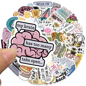 Waterproof sarcastic sticker pack, cute cartoon decal for laptop, luggage, and phone.