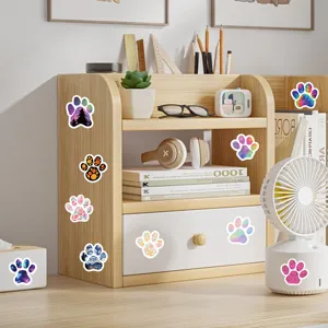 Colorful dog paw print stickers set for DIY journaling crafts and envelope sealing decor.