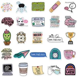 25-pack waterproof sarcastic quote stickers for laptop luggage water bottle DIY decor