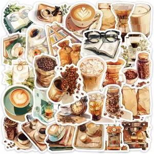 Vintage Kaffee Aufkleber Set ästhetisch wasserdicht DIY Tagebuch Scrapbook Deko Aufkleber.