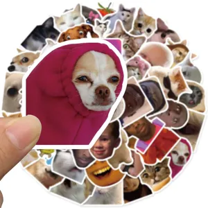 Funny meme stickers pack, cute animal and cartoon faces for laptop, phone and DIY decoration.