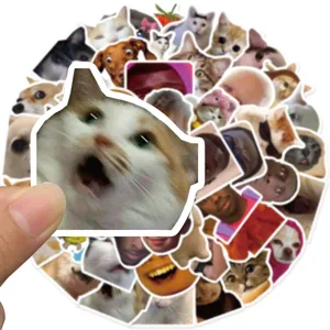 Funny cat dog meme stickers pack aesthetic waterproof decals for laptop water bottle skateboard
