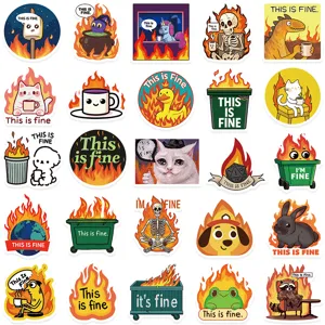 This is fine meme stickers waterproof vinyl decals for laptop luggage water bottle 52pcs