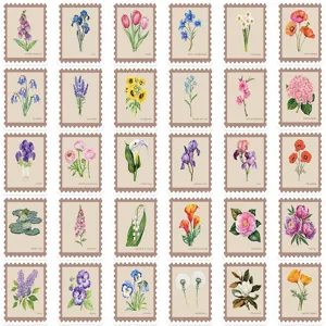 Vintage floral botanical stamp stickers waterproof cute stationery scrapbooking art crafts