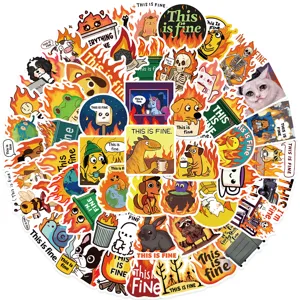 52pcs This is Fine Meme Stickers waterproof vinyl decals for laptop luggage DIY decoration.