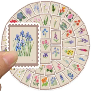 Vintage floral stamp stickers waterproof botanical sticker set for journaling decor
