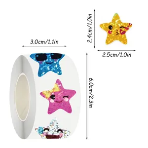 Colorful star roll stickers, 500 pcs per roll, perfect for DIY hand ledger, luggage and book decoration.