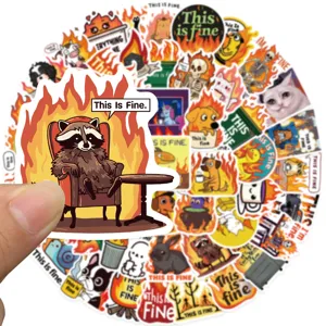 52 Pcs This is Fine Meme Stickers Waterproof Vinyl Decals for Laptop Luggage Water Bottle