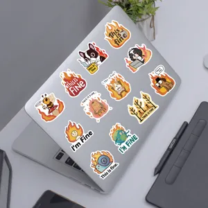 Waterproof meme stickers featuring funny dog and cartoon designs for laptop and suitcase.