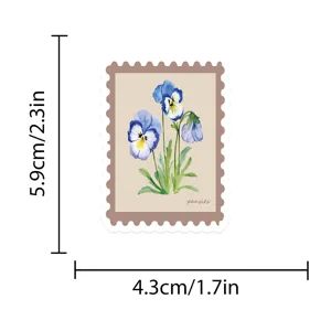 Vintage watercolor pansy stamp sticker, waterproof decorative decal for laptop and journals.