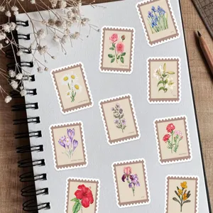 Vintage floral stickers botanical stamp sticker pack for journaling and scrapbooking decor