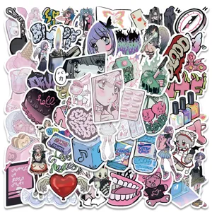 Y2K kawaii cute sticker pack aesthetic vinyl decals for laptop luggage phone decoration waterproof