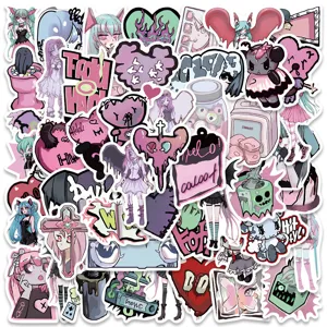 50pcs sweet cool anime girl stickers pastel goth aesthetic waterproof decals for laptop cup