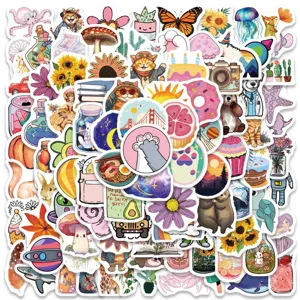 100pcs Cute VSCO Cartoon Stickers Aesthetic Vinyl Decals Waterproof for Laptop Phone Water Bottle
