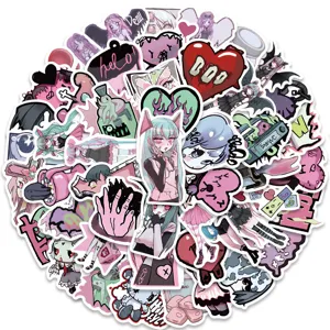 50 Pcs Sweet Cool Gothic Anime Girl Stickers Cute Waterproof Decals for Laptop Water Bottle