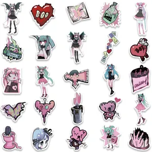 Gothic anime girl stickers 50pcs cute kawaii aesthetic waterproof decals for laptop phone water bottle