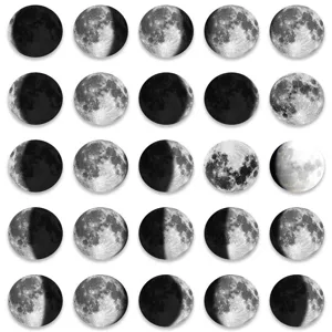 Autocollants phases de lune vue de detail montrant le cycle lunaire pour deco.