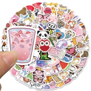 Waterproof cute cartoon aesthetic stickers pack for laptop, phone, and water bottle decoration.