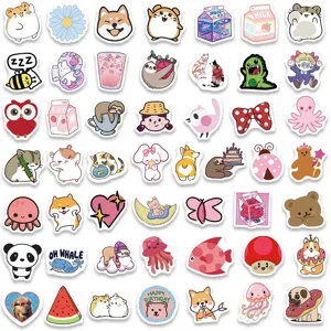 Cute cartoon aesthetic stickers waterproof vinyl decals for laptop water bottle craft pack