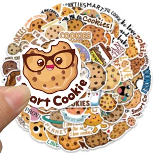 50 pz adesivi impermeabili biscotti cartone animato carini, decalcomanie in vinile per laptop.