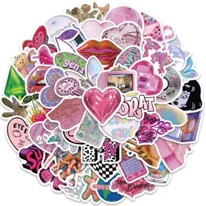 Y2K aesthetic vaporwave sticker pack pink trendy DIY waterproof decals for laptop luggage