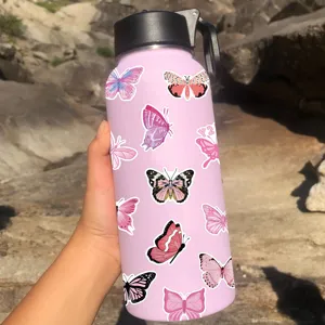 Pink butterfly stickers waterproof DIY decal for water bottles laptops notebooks aesthetic