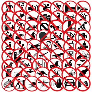 Funny Prohibited Warning Signs Stickers Waterproof PVC Graffiti Decals For Luggage Laptop Guitar Skateboard Cool Decor