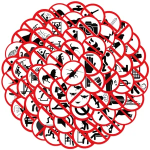 Funny prohibited sign stickers waterproof PVC graffiti decal for laptop skateboard luggage