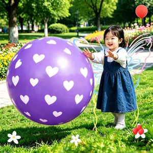 Large 36-inch thick explosion-proof latex balloon with cute heart print for outdoor kids play