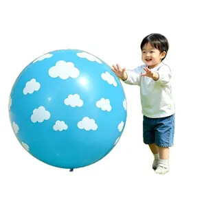 Giant 36-inch blue cloud latex balloon for kids outdoor play and fun parent-child interaction toy.
