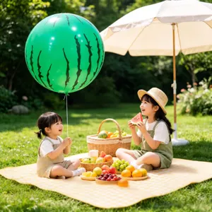 36-inch giant round watermelon balloon, thick latex party balloon for outdoor park picnic play.