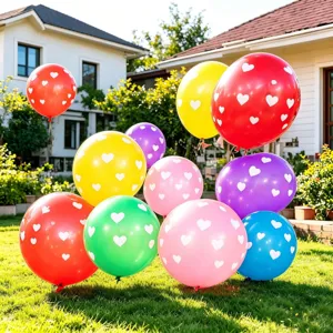 Colorful heart printed balloons for outdoor party decoration, large latex balloons lawn decor