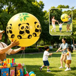 36 Inch Giant Yellow Panda Print Balloon For Outdoor Park Kids Toy Thick Latex Decor