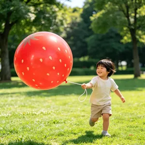 Riesiger 36-Zoll runder Erdbeer-Foliendonut für Kindergeburtstag und Outdoor-Spiele.