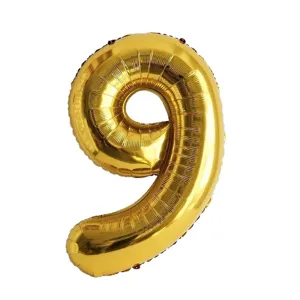 Gold number 9 foil balloon for birthday party decorations celebration event supplies setup