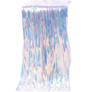 Iridescent tinsel foil fringe curtain for birthday party decoration shiny photo backdrop
