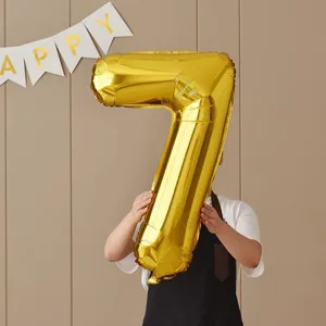 Gold number 7 foil balloon birthday party decoration photography props for kids 1 year old