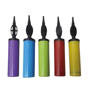 Colorful manual balloon pump set, plastic hand air inflator for latex balloons and swimming rings.