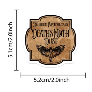 Vintage gothic apothecary death moth sticker waterproof vinyl sticker for laptop water bottle