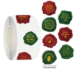 Christmas wax seal stickers roll, 2.5cm round decorative envelope seal labels.