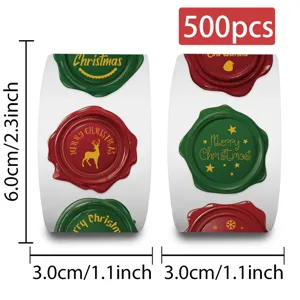 Christmas Wax Seal Stickers Roll 500pcs Envelope Sealing Labels Holiday DIY Craft Decor