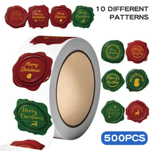 Christmas Wax Seal Style Roll Stickers DIY Decorative Sealing Stickers For Envelope Phone Laptop Holiday Party Supplies