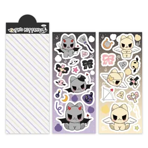 2 feuilles autocollants chat ange diable mignon imperméable PET pour téléphone et valise