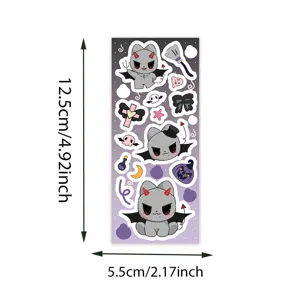 Joli chat diable feuille d'autocollant PET étanche pour étui téléphone bouteille 12.5cm