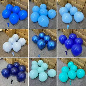 Ocean blue latex balloon set, retro blue and macaron balloons for party and classroom decoration.