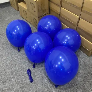 Detail shot of deep blue latex balloons for party decoration, vintage style balloons.