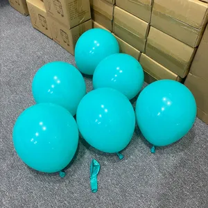Cyan latex balloons for party, birthday, and classroom decoration, beautiful retro blue style.