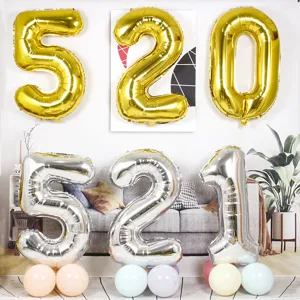 Large Aluminum Foil Number Balloons Gold Silver Digital Balloons For Children Birthday Wedding Party Decoration