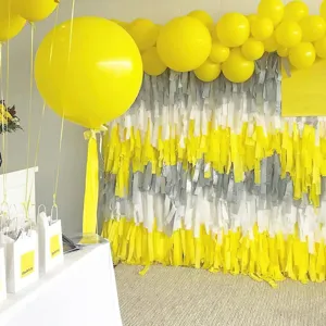 Colorful crepe paper streamers fringe backdrop for party, wedding and wall decoration.